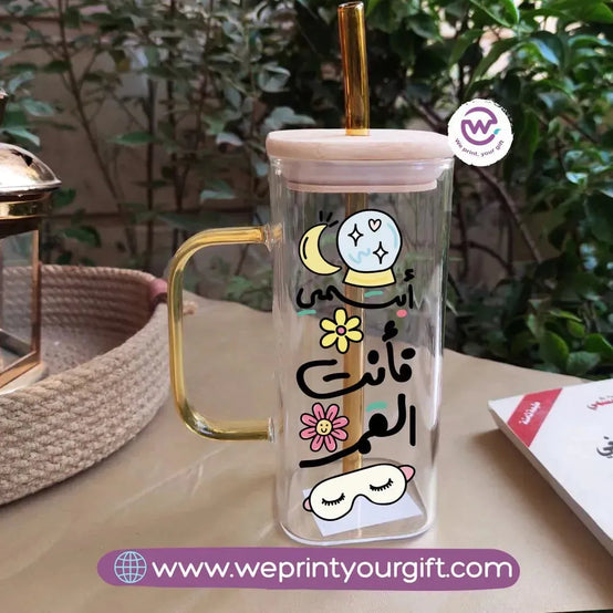 Glass Mug with Straw-Motivation - WE PRINT