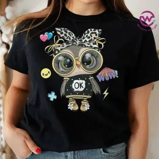 Half sleeve T-shirt- Owl-A - WE PRINT