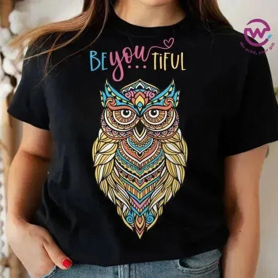 Half sleeve T-shirt- Owl-B - WE PRINT