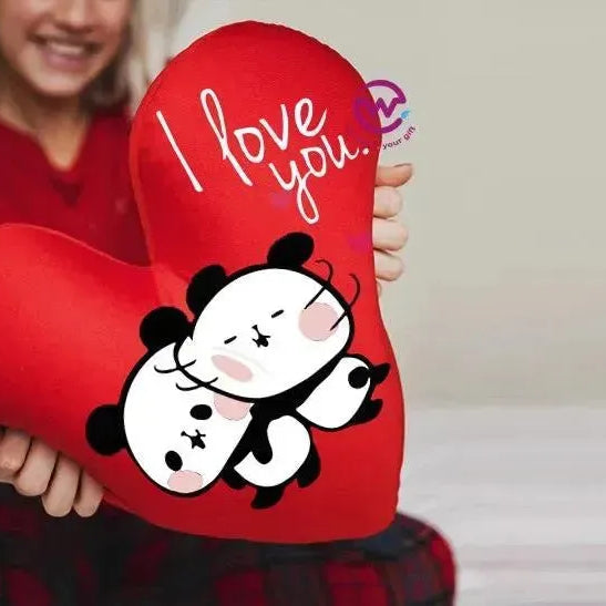 Heart Fabric Cushion - Valentine's Day - PANDA - WE PRINT