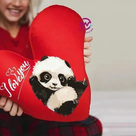 Heart Fabric Cushion - Valentine's Day - PANDA - WE PRINT