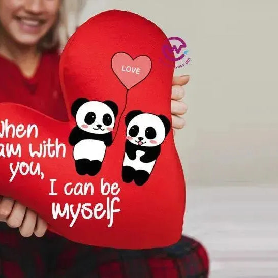 Heart Fabric Cushion - Valentine's Day - PANDA - WE PRINT