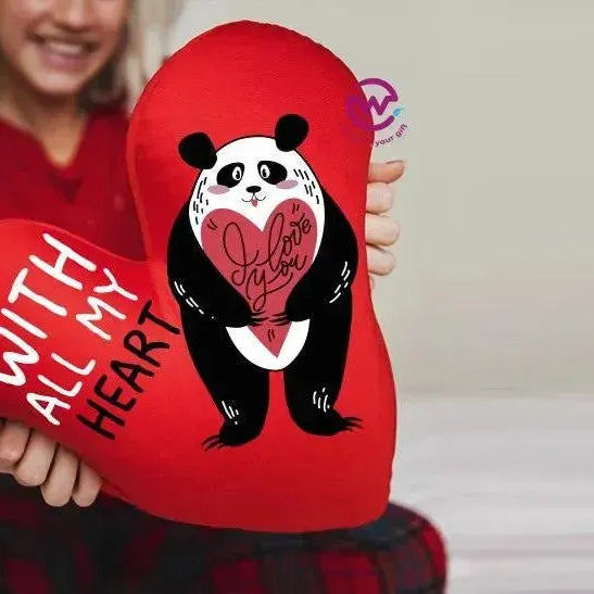 Heart Fabric Cushion - Valentine's Day - PANDA - WE PRINT