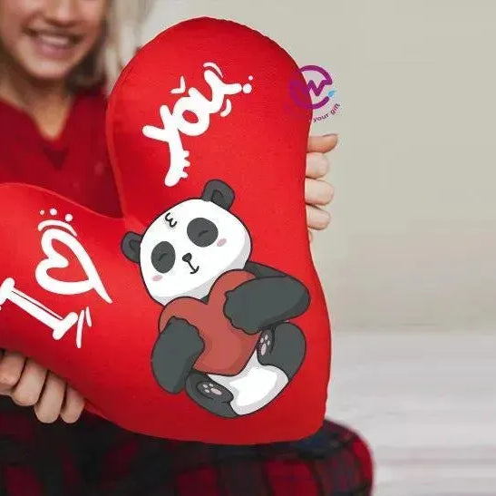 Heart Fabric Cushion - Valentine's Day - PANDA - WE PRINT