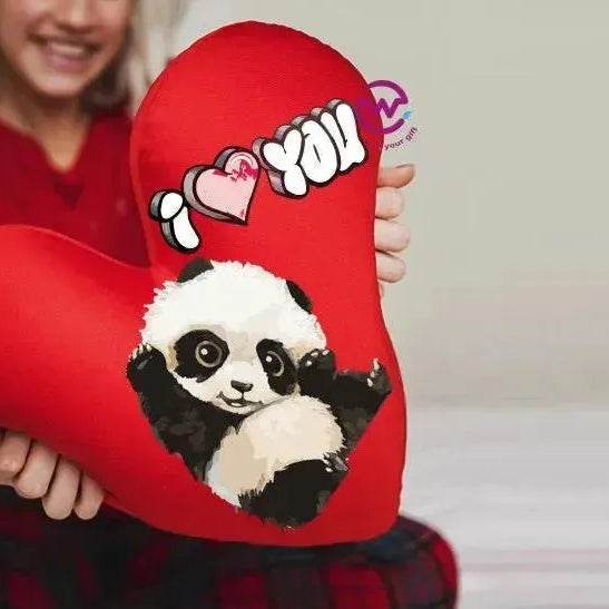 Heart Fabric Cushion - Valentine's Day - PANDA - WE PRINT