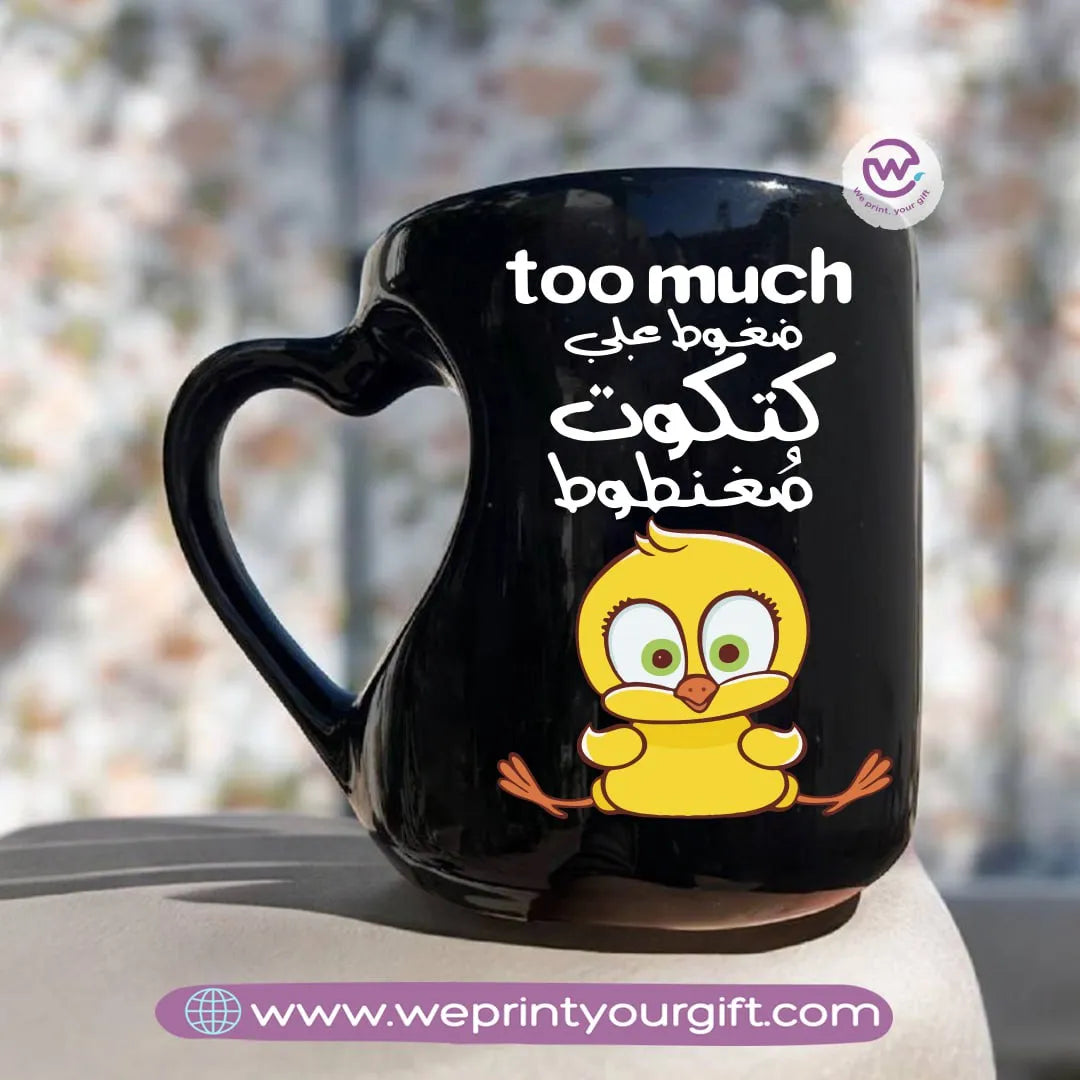 Heart Handle Mug- Black- Comic - WE PRINT