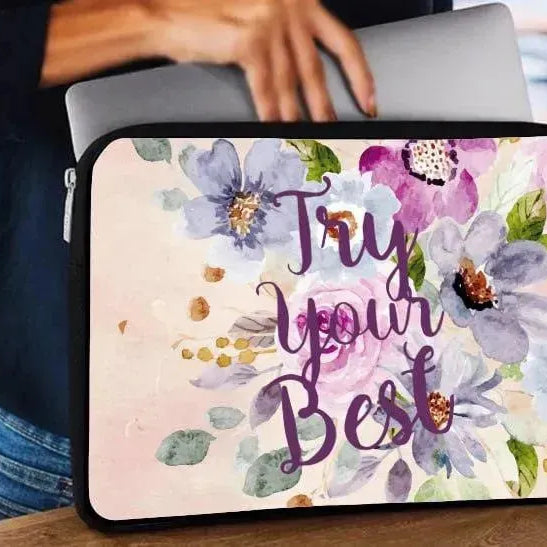 Laptop Sleeve-Canvas- Motivation -Floral - WE PRINT