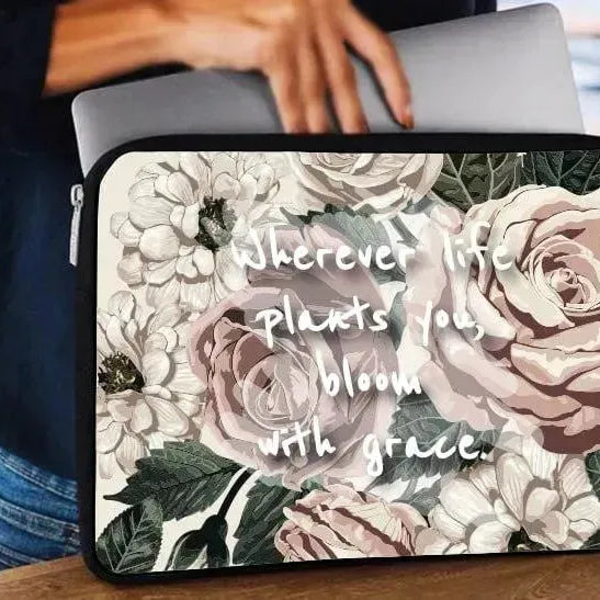 Laptop Sleeve-Canvas- Motivation -Floral - WE PRINT