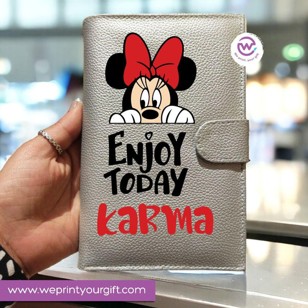 Leather wallet for women-silver -Minnie Mouse - WE PRINT