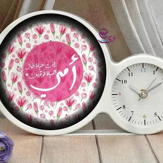 Lighting Mirror With Clock - Mom - WE PRINT