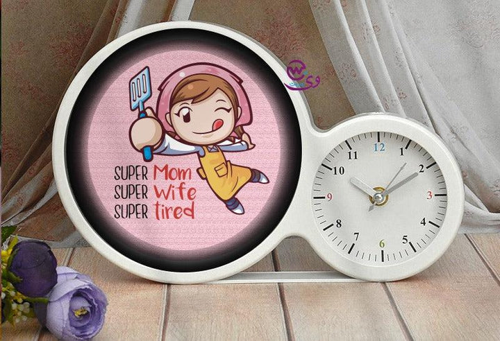 Lighting Mirror With Clock - Mom - weprint.yourgift