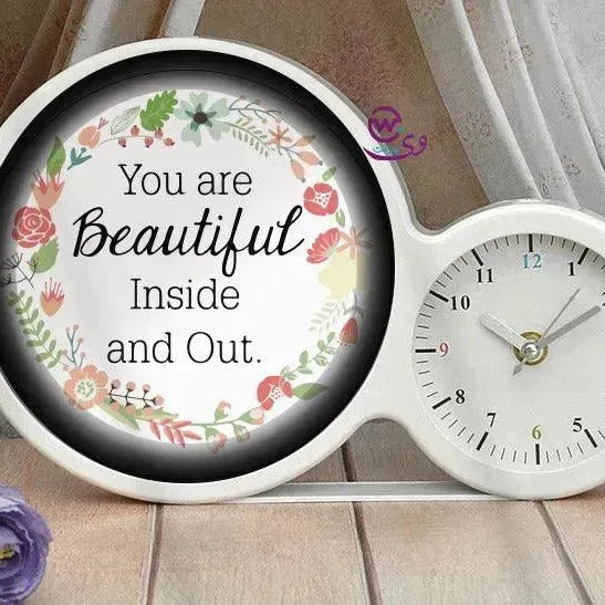 Lighting Mirror With Clock - Mom - WE PRINT