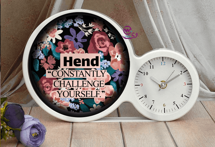 Lighting Mirror With Clock - Names - weprint.yourgift