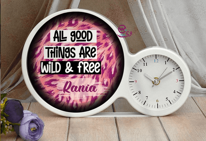 Lighting Mirror With Clock - Names - weprint.yourgift