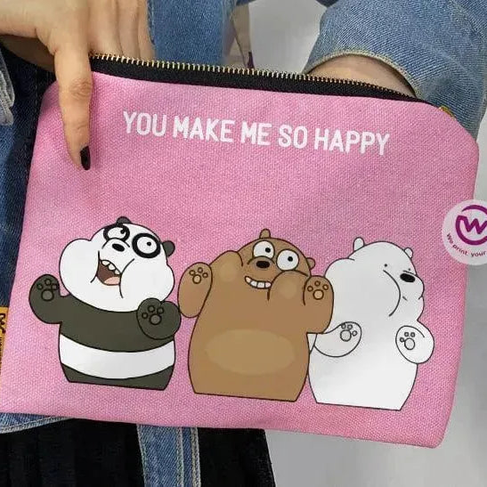 Makeup & Pencil Case-Cottons Duck - Three Bears - WE PRINT