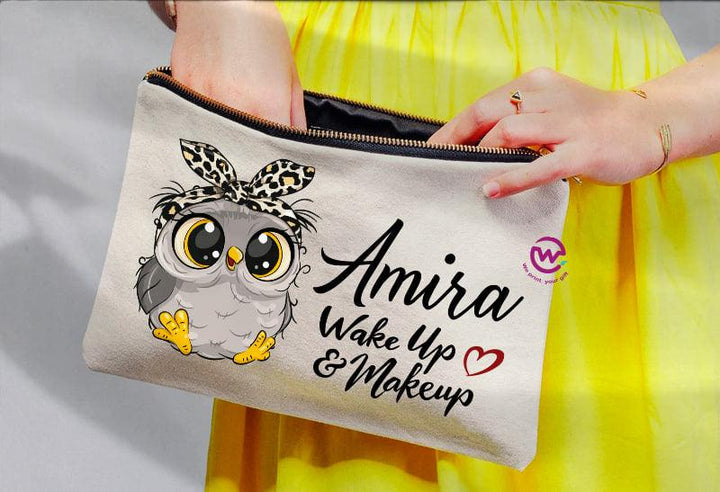 Makeup & Pencil Case-Cottons Duck - Owl - weprint.yourgift
