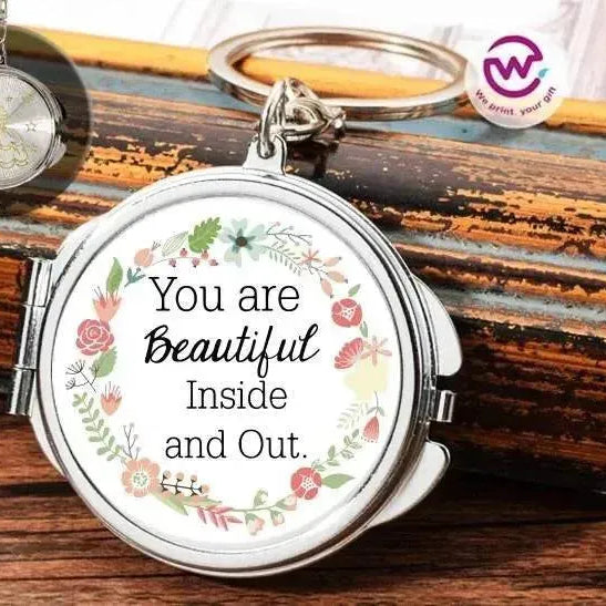 Metal Keychain - With Inside Mirror - Motivational Quotes - WE PRINT