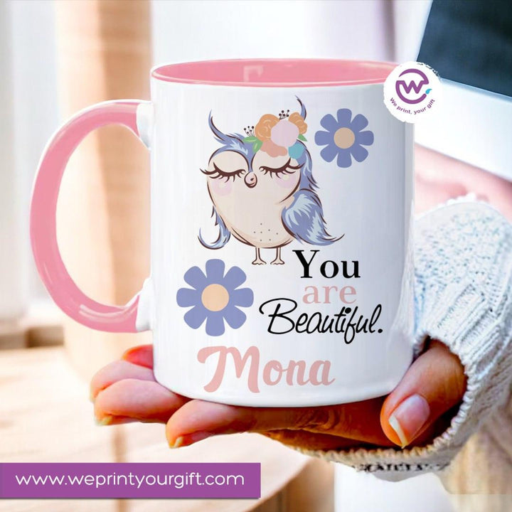 Mug-Colored Inside - Cute Owl - WE PRINT