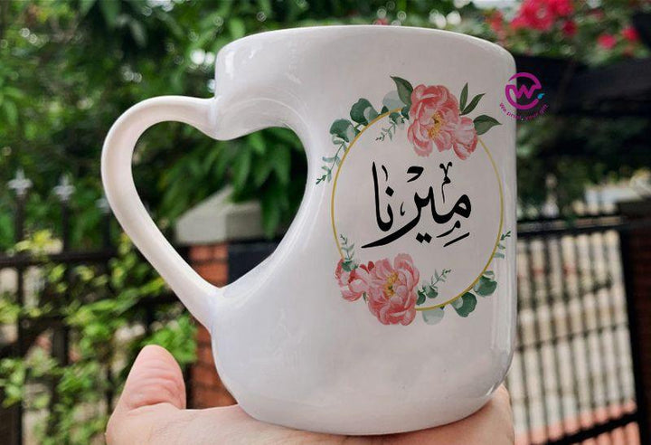 Mug-Heart-Handle - Floral - Names - weprint.yourgift