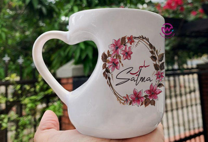 Mug-Heart-Handle - Floral - Names - weprint.yourgift