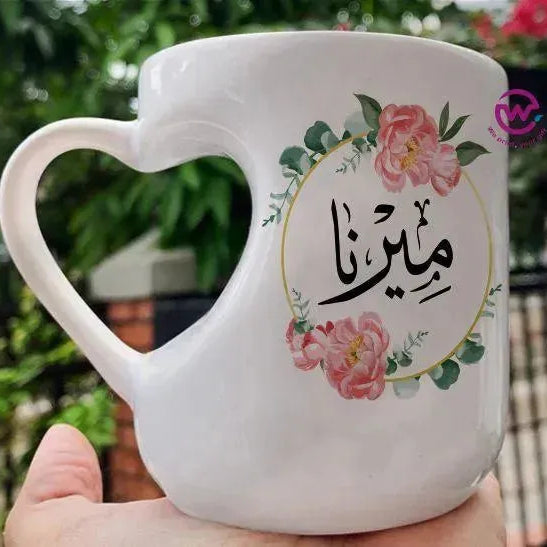 Mug-Heart-Handle - Floral - Names - WE PRINT