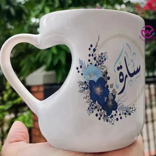 Mug-Heart-Handle - Floral - Names - WE PRINT