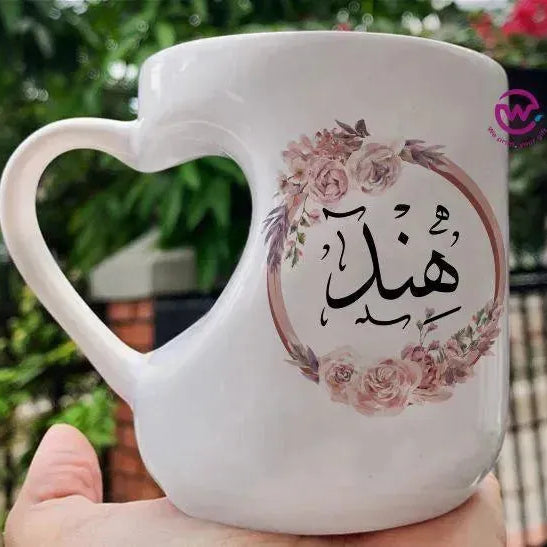Mug-Heart-Handle - Floral - Names - WE PRINT