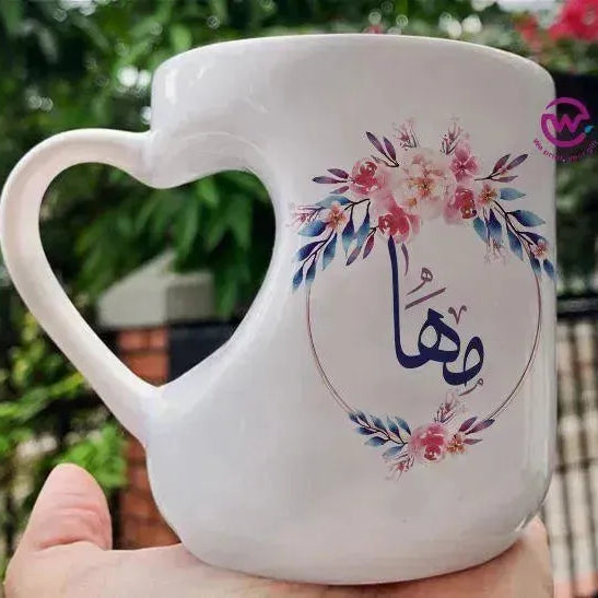 Mug-Heart-Handle - Floral - Names - WE PRINT