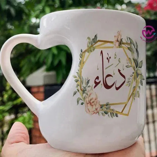 Mug-Heart-Handle - Floral - Names - WE PRINT