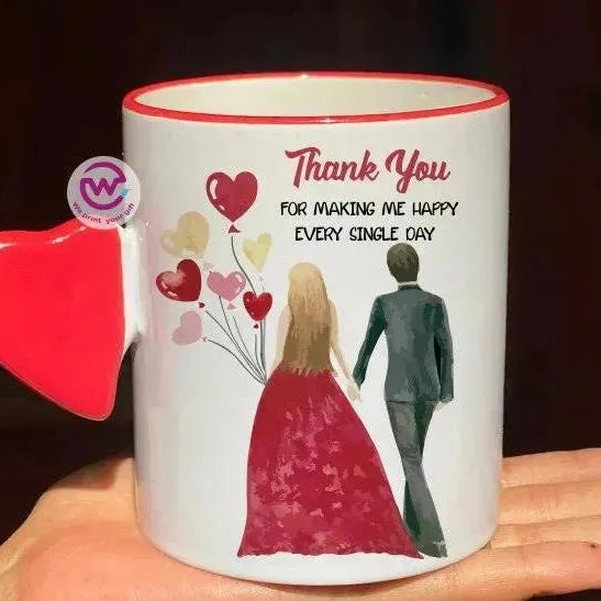 Mug-With Solid Heart Handle -Valentine's Day - WE PRINT