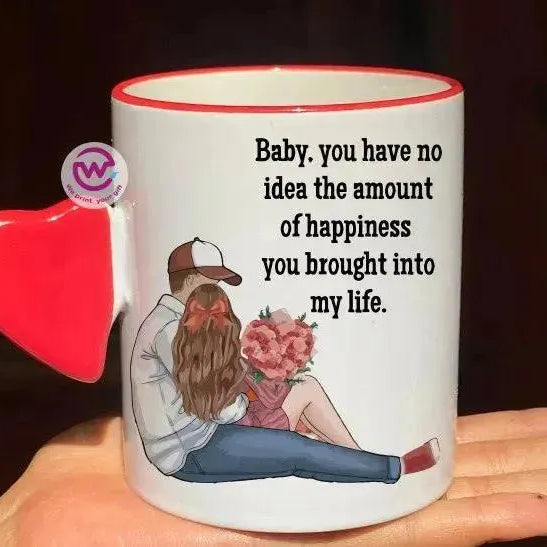 Mug-With Solid Heart Handle -Valentine's Day - WE PRINT