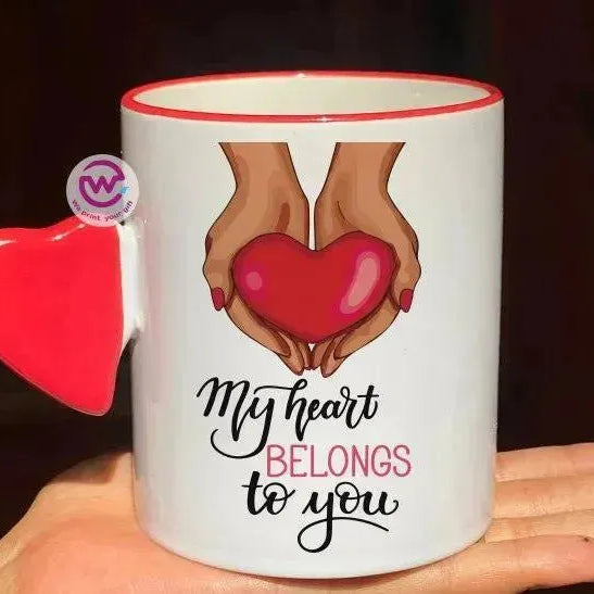 Mug-With Solid Heart Handle -Valentine's Day - WE PRINT