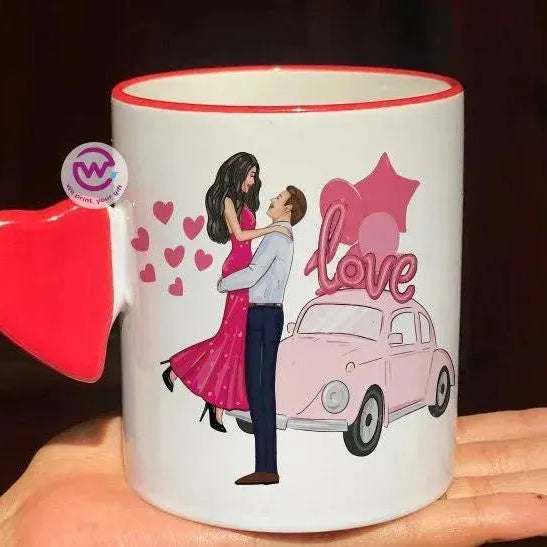 Mug-With Solid Heart Handle -Valentine's Day - WE PRINT