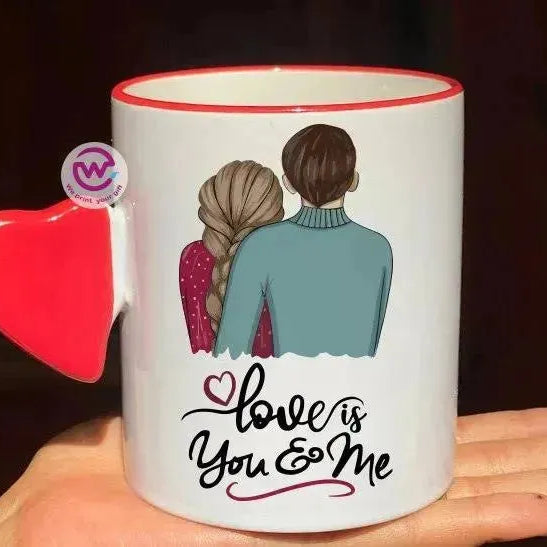 Mug-With Solid Heart Handle -Valentine's Day - WE PRINT
