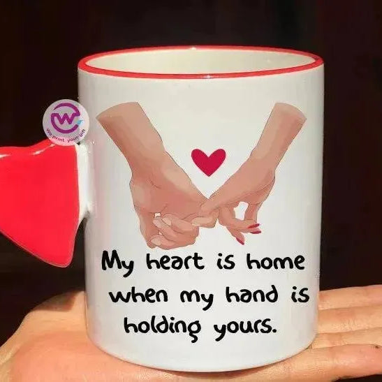 Mug-With Solid Heart Handle -Valentine's Day - WE PRINT