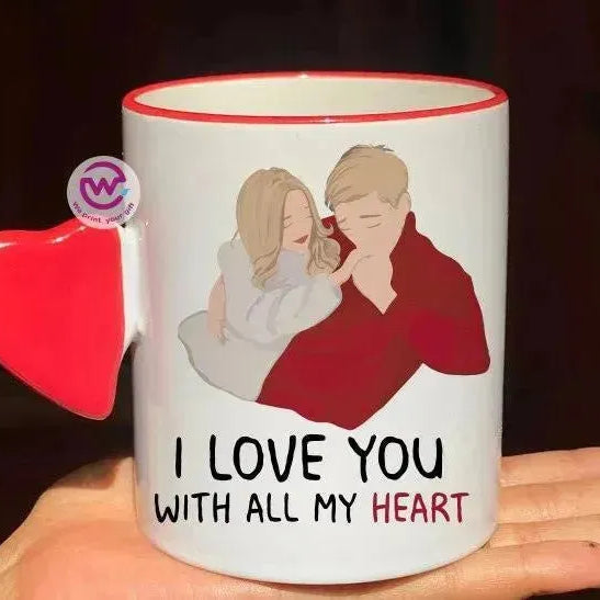 Mug-With Solid Heart Handle -Valentine's Day - WE PRINT