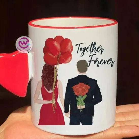 Mug-With Solid Heart Handle -Valentine's Day - WE PRINT