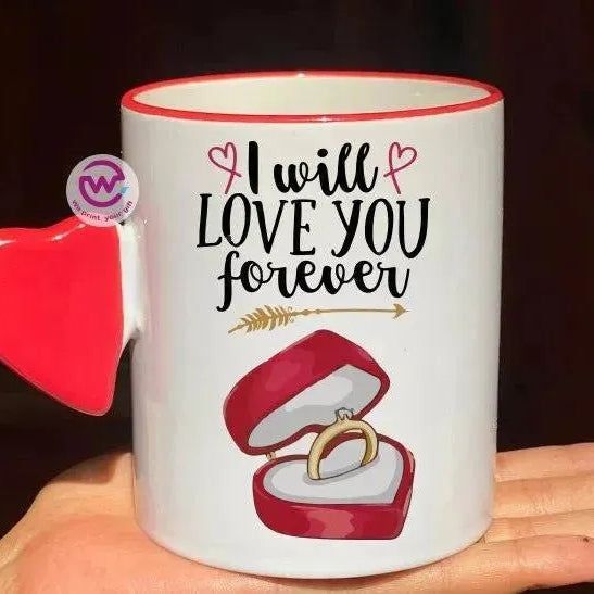 Mug-With Solid Heart Handle -Valentine's Day - WE PRINT