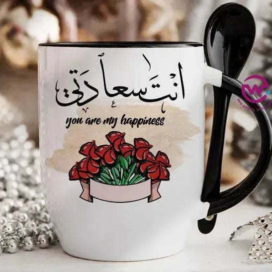 Mug-With Spoon - Arabic Design Lovers - WE PRINT