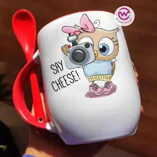 Mug-With Spoon -Cute Owl - WE PRINT