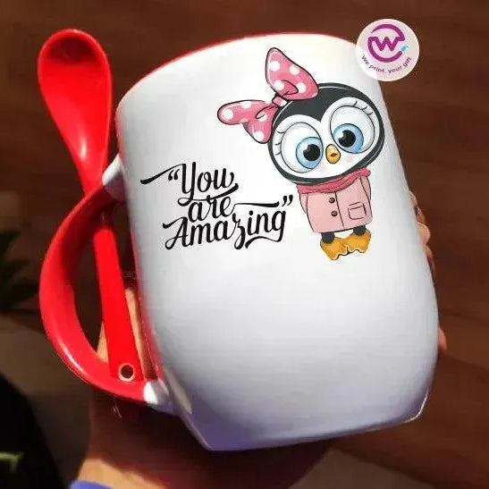 Mug-With Spoon -Cute Owl - WE PRINT