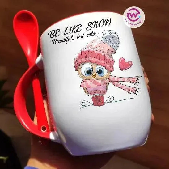 Mug-With Spoon -Cute Owl - WE PRINT