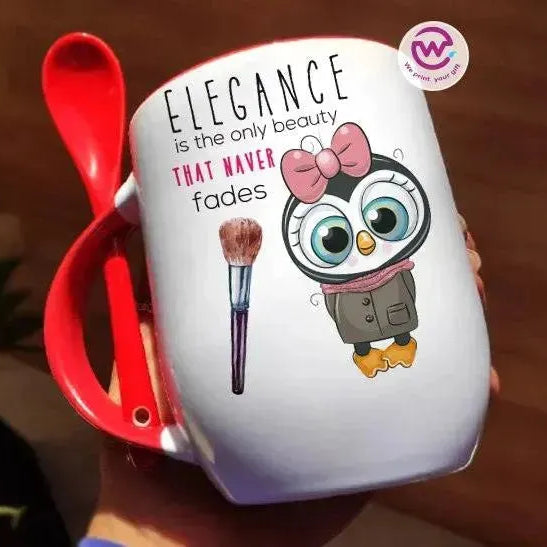 Mug-With Spoon -Cute Owl - WE PRINT