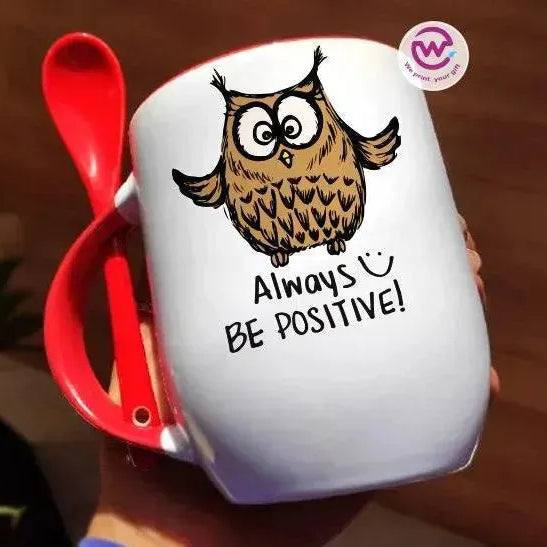 Mug-With Spoon -Cute Owl - WE PRINT