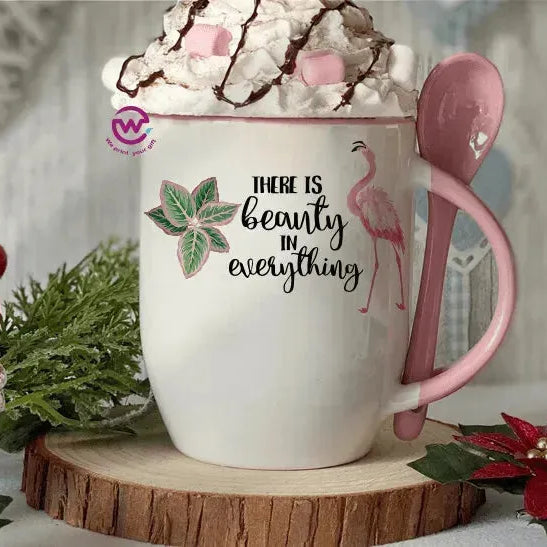 Mug-With Spoon - Flamingo - WE PRINT