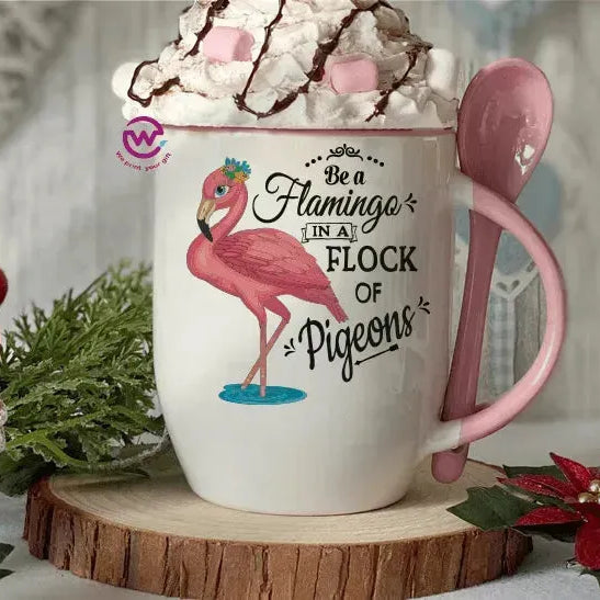Mug-With Spoon - Flamingo - WE PRINT