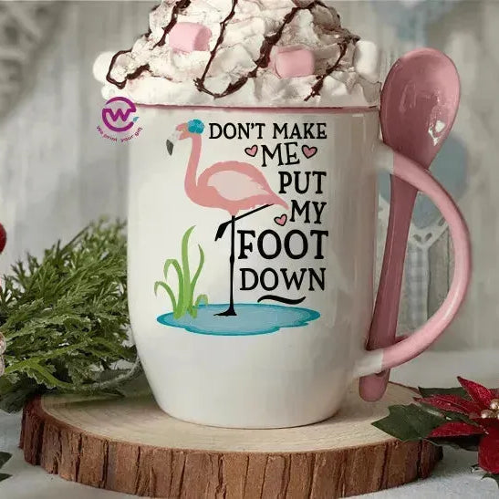 Mug-With Spoon - Flamingo - WE PRINT