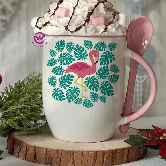 Mug-With Spoon - Flamingo - WE PRINT