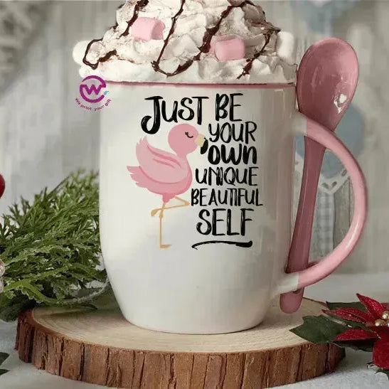 Mug-With Spoon - Flamingo - WE PRINT