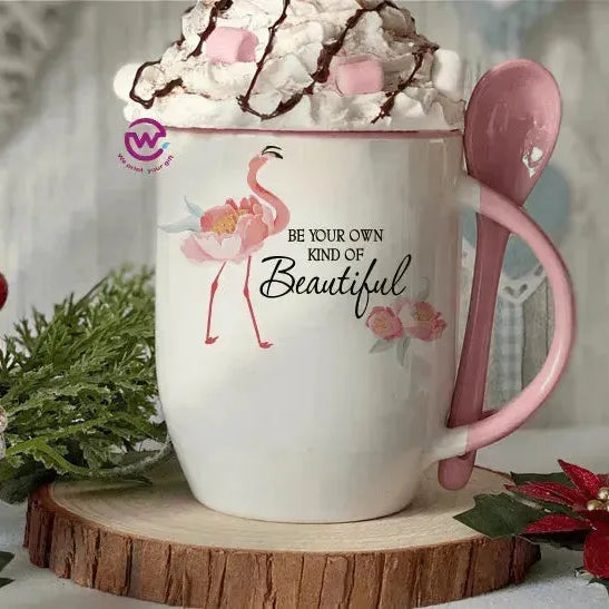 Mug-With Spoon - Flamingo - WE PRINT